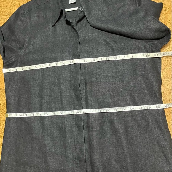 Coldwater Creek 100% Linen Full Button Down Shirt Dress In Black Sz L - Picture 13 of 14